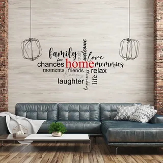 yabaduu Deko Wandtattoo Wortwolke für Zuhause Wohnzimmer Esszimmer Arbeitszimmer Büro Tagcloud Wandbild selbstklebend Aufkleber selbst gestalten YX035 (Ohne Wunschtext, 01 Home)