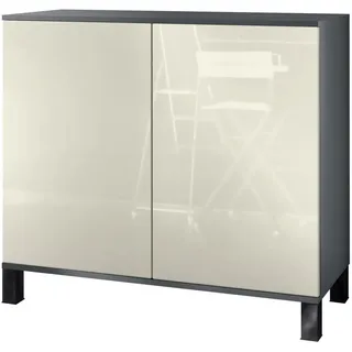 Vladon Skadu 92,5 x 84,5 x 35 cm Anthrazit matt / Creme Hochglanz