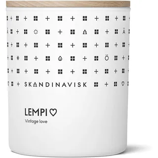 Skandinavisk LEMPI 'Liebe' Mini Duftkerze. Duftnoten: Pfingstrose und Rose, Erdbeeren und Moose. 65 g.