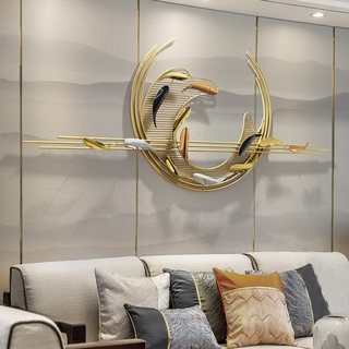 AOTTSD Metall 3D Fisch Wanddeko Wandbilder Wohnzimmer Schlafzimmer Hintergrund, Gold Groß Handgemachte Wandskulpturen Wandschmuck Wandobjekt