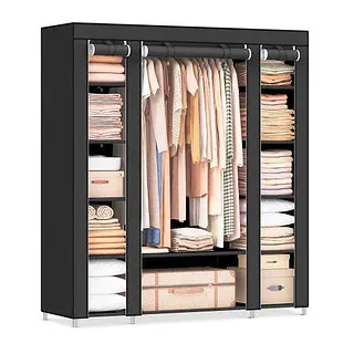 Songmics Stoffkleiderschrank 150 x 175 x 45 cm Schwarz