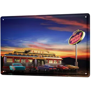 LEotiE SINCE 2004 Blechschild Vintage Retro Metallschild Wandschild Blech Poster Nostalgie Auto Retro Diner USA