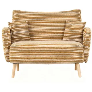 BlingBin Sessel Loungesessel Einzelsessel, Polstersessel mit Holzbeinen & Seitentasche (Fernsehsessel, 1-St., mit superbequemen Armlehnen, Armlehnenkissen und Aufbewahrungstasche), Zweisitzer-Sofa,komfortables modernes Sofa für kleine Räume, Wohnungen gelb 121 cm x 87 cm x 81.5 cm