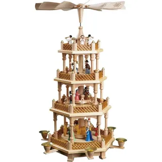 Richard Glässer GmbH Seiffen Weihnachtspyramide Tischpyramide Erzgebirge Richard Glässer Seiffen Seiffen 3-stöckig Christi Geburt bunt, 16723