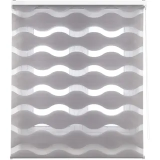 Decorblind Doppellagiges Rollo für Nacht und Tag, Montage an Wand oder Decke, Maße: Breite 120 x Länge 180 cm, Maße Stoff: 117 x 175 cm, silberfarbene Jalousie, Fensterrollo