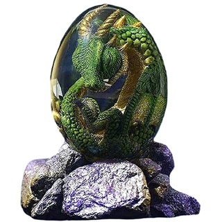 Prevessel Lava-Drachen-Ei-Ornamente, Kristall-Harz-Drachenei mit Display-Basis, Skulptur, Display, Briefbeschwerer, Schreibtisch-Dekoration