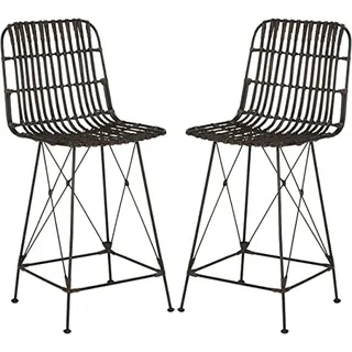 SAFAVIEH Modern Bar & Counter Stools - Set of 2 - with a Back, in Brown and Black