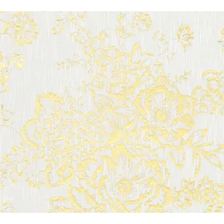 ARCHITECTS PAPER Textiltapete "Metallic Silk" Tapeten Barocktapete Tapete Blumen Gr. B/L: 0,53 m x 10,05 m, Rollen: 1 St., goldfarben (gold, weiß) Tapeten
