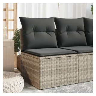 vidaXL Gartensofa ohne Armlehnen mit Kissen Hellgrau Poly Rattan
