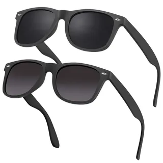 Chritice Sonnenbrille Herren Polarisiert 2 Stück, Sonnenbrille Damen Polarisiert,Polarisierte Sonnenbrillen Herren Groß UV 400 Schutz, Fahren Reisen Outdoor Sunglasses Men, Schwarz,Rote Blau Gläser - 145