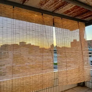 Zhaomi Retro-Schilfrollos,Amungsaktiver Umwelt-Schilfrollos,Reed Vorhänge Jalousien,Holzjalousie Jalousien mit Heber,für/Teestube/Außen/Innen,Einfache Installation und Anpassbar (W80xH110cm/31x43in)