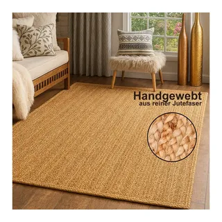 Myflair Möbel & Accessoires Teppich Lola, handgeflochten, quadratisch, Höhe: 10 mm, Juteteppich, Wendeteppich, 100% Naturfaser, auch in rund & als Läufer beige quadratisch | 150 cm x 150 cm x 10 mm