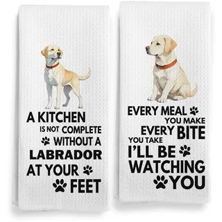Qeheb Küchentücher mit Labrador-Retriever-Motiv, 40,6 x 61 cm, modern, Polyester, Gelb, Labor-Geschenke, Labrador Retriever, Geschirrtücher für die Küche