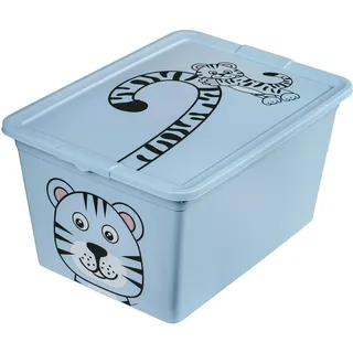 EDANTI Aufbewahrungsbox Für Kinder Kunststoffbehälter Spielzeugbehälter Spielzeugkiste Kinderzimmer Kinderbox Kunststoff Mit Deckel (Blau, 30L)