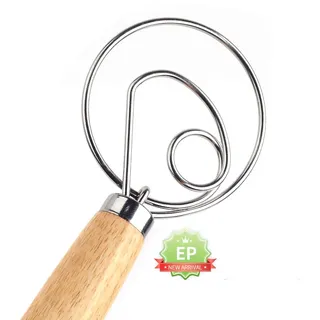 13 "Brotteig Schneebesen, professioneller dänischer Teig Schneebesen, Mixer, Eierschläger, Holzgriff, Brotteig Schneebesen Mixer Eierschläger Holzgriff Zubehör Werkzeug für die Küche