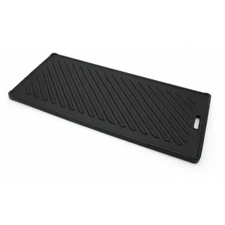 SANTOS Grillplatte/Grillplancha - Gusseisen Wendeplatte 43x19,6cm - 2 Seitig nutzbar - BBQ-Gussplatte - Guss-Plancha für Gasgrills der SANTOS S-Serie