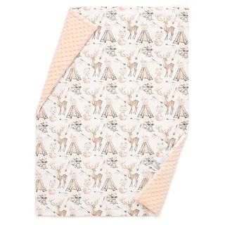 EliMeli BABYDECKE Kuscheldecke Krabbeldecke Premium Babybettwäsche Baumwolle super weichem Minky Polar Fleece Füllung 75x100 beste Qualität Öko-Tex-Zertifikat Made in EUROPE (Peach - Boho Girl)