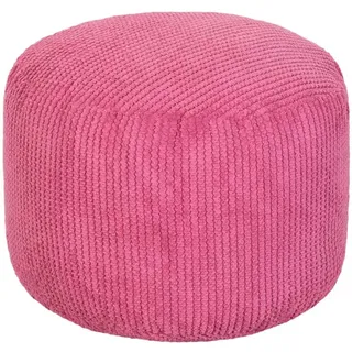 Loft 25 Runder Beanbag Fußhocker - Pouf 44x30cm mit EPS-Perlen Füllung - Innenbereich Wohnzimmer Cord Pouf hocker, Gaming Pouf für Erwachsene, sitzpouf, Leichter Pouf hocker (Rosa)