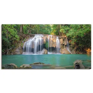 Leinwandbild ARTLAND "Wasserfall im Wald National Park", grün (farbe bild(er): grün), B:150cm H:75cm, Bilder, Leinwandbild, auf Holzrahmen gespannt