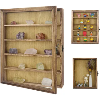 FramePro Große Schattenbox Vitrine Rahmen mit Glasfenstertür 3D Bilderrahmen Erinnerungsstücke Medaillen Erinnerungsbox für Andenken - Braun(28*35,5cm)