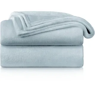 Blumtal Kuscheldecke 220 x 240 cm Hellblau/Silber