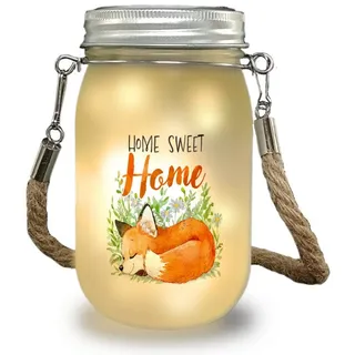 speecheese Fuchs im Aquarell-Stil Solarlicht mit Spruch Home Sweet Home