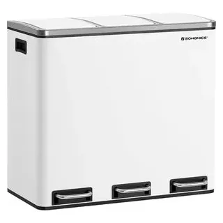 Songmics Mülleimer LTB54WT, weiß, aus Kunststoff, 3 x 18 Liter
