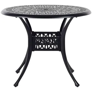 Beliani Ancona Gartentisch Ø 90 x 72 cm Schwarz/Beige