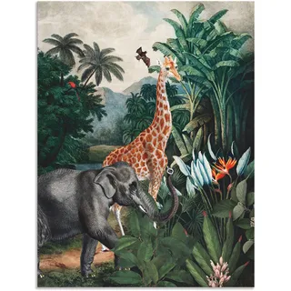 Wandbild ARTLAND "Afrikanischer Dschungel" Bilder Gr. B/H: 45 cm x 60 cm, Alu-Dibond-Druck Wildtiere Hochformat, 1 St., grün Kunstdrucke als Alubild, Outdoorbild, Leinwandbild, Poster in verschied. Größen