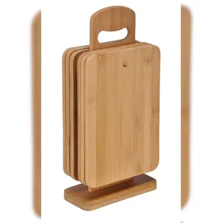 Gravidus Frühstücksbrettchen Holz 6-tlg.  mit Ständer  -  Braun