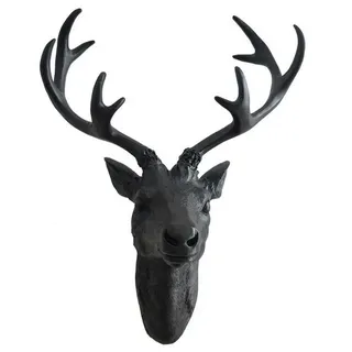 Linder Wanddekoobjekt Hirschgeweih - Wanddeko - Hirsch aus Polyresin-Kunststein schwarz