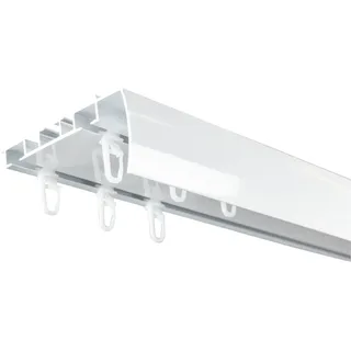 SN DECO GROUP Gardinenschiene Objektschiene EVO-M 2-läufig mit integrierter Blende, 2-läufig, Fixmaß, mit Bohren, verschraubt, Aluminium weiß 250 cm x 8,7 cm
