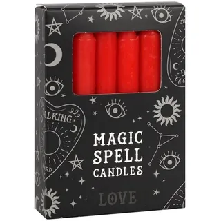 MystiCalls Stumpenkerze Wunschkerze Black Magic Hexenmagie Kerze Farbig Wunsch Spell Candel (12-tlg), Achtung: Brennende Kerzen nie unbeaufsichtigt lassen! rot
