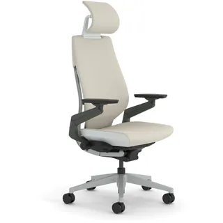 Steelcase Gesture Ergonomischer Bürostuhl mit 360° Armlehnen, 3D-Live Back Lumbalstütze, anpassbarer Kopfstütze Beige
