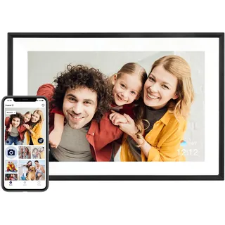 AEEZO Digitaler Bilderrahmen mit WLAN, 32 GB, 10,1 Zoll mit 1280×800 Auflösung, Schlafmodus, Elektronischer Bilderrahmen, Schnelles Fernhochladen von Videos und Fotos über die AiMOR-Software (Schwarz)
