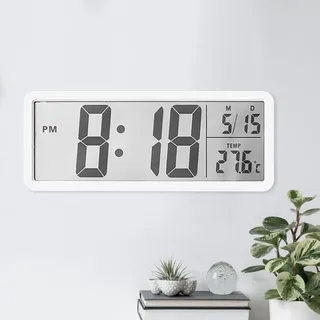 Hojalis Digitale Wanduhr Batteriebetrieben,Wanduhr Digital,Digitaluhr Wand mit Großen Ziffern und 12/24Hr Innentemperatur,Wochentag,Datum,Küchenuhr,Tischuhr Digitaluhr Wand für Wohnzimmer,Kinderzimmer