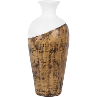 Terrakotta Vase im hellen Holzfarbton mit weißen und schwarzen Akzenten Bona