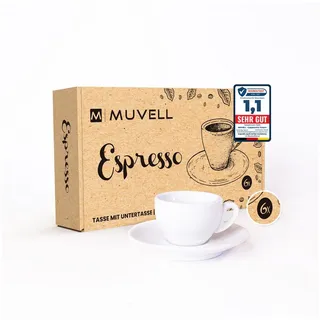 MUVELL Espressotasse Espresso-Set italia Verona 6-teilig, 6-tlg., Keramik, Espresso Tassen in 6er Set weiß