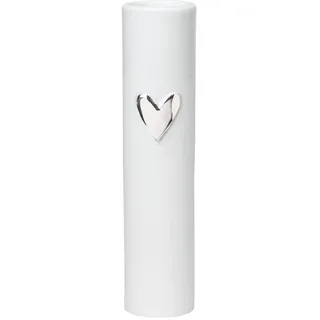 Vase HERZ (DH 5.50x17 cm) DH 5.50x17 cm weiß Blumenvase Blumengefäß - weiß