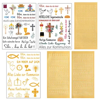 3 Blatt Taufkerzen Aufkleber DIY Wasserschiebefolie für Taufgeschenk | Enthält praktische Buchstaben‐ und Zahlenmotive,Unkomplizierte Verarbeitung ohne Kleber,Perfekt für Kerzen und Kerzenhalter