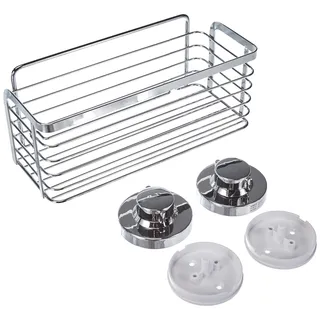 CORNAT Duschablage 3 in 1, verchromt, zum Kleben, Duschkorb, aus Metall, 25 x 10 cm