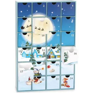 Brubaker Adventskalender zum Befüllen - Weihnachtsdorf im Schnee 2024 - DIY Weihnachtskalender mit 24 Türchen - 39 cm groß aus Pappe - Blau/Weiß