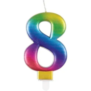 Regenbogen Kerze Zahl 8