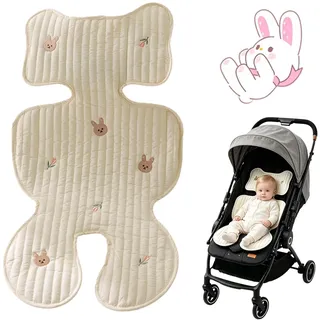Atmungsaktive Sitzauflage Buggy für Kinderwagen 72x40cm, Universal Sommer Sitzeinlage, waschbare Baumwollauflage für, Babyschale & Kindersitz – rutschfest, schützt vor Flecken, kühlt und schützt