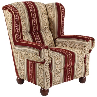 Max Winzer® Ohrensessel Monarch Ohrenbackensessel Chenille rot (1 Stück), Made in Germany beige|rot