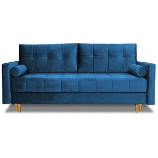 Beautysofa Schlafsofa Randvi, Couch im skandinavisches Stil, Polstersofa, mit Bettfunktion und Bettkasten blau