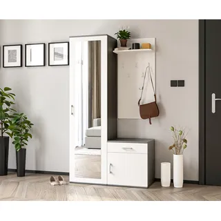 Ax Living Garderobe Mit Spiegel Magnola – 100 Cm Breit, Grau & Weiß