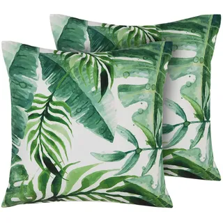 Beliani PAVELLI Gartenkissen 45 x 45 cm Grün/Weiß