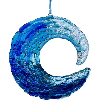 Dekoration Anhänger Ozeanwelle – Sonnenfänger für Buntglas-Wandbehänge mit Prisma aus Glaskugel | Ornament zum Thema Ozean verwendet für Deko-Zubehör Jmedic