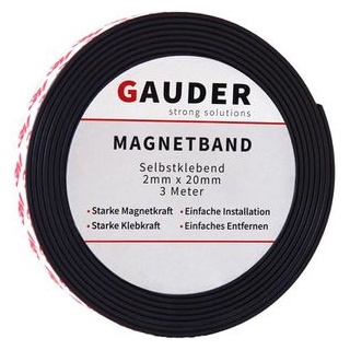 Gauder Magnetband 181303, schwarz, stark selbstklebend, 20 mm x 3 m